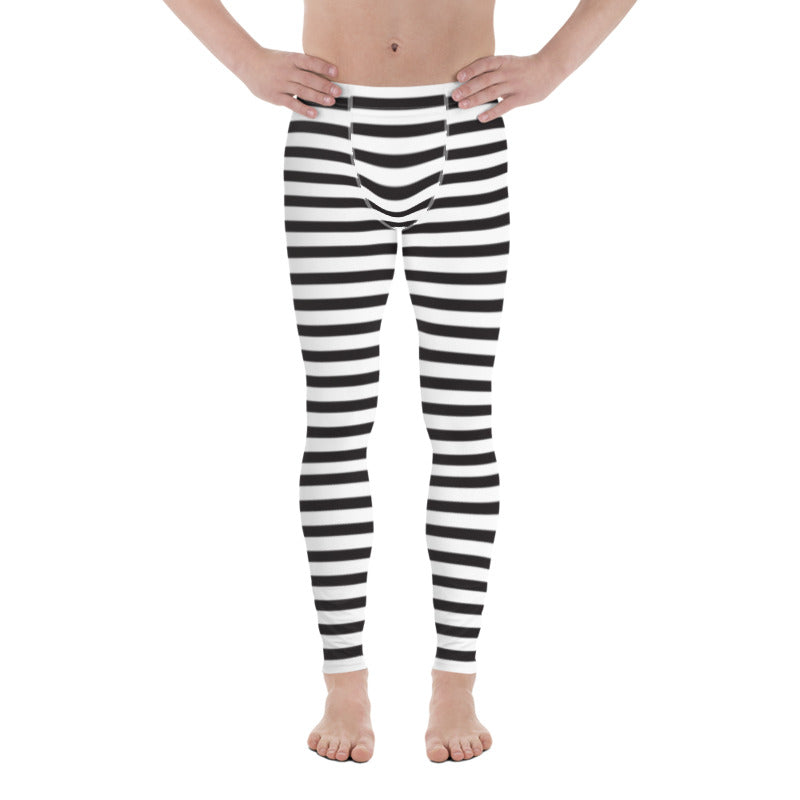 Men's Black Striped Leggings