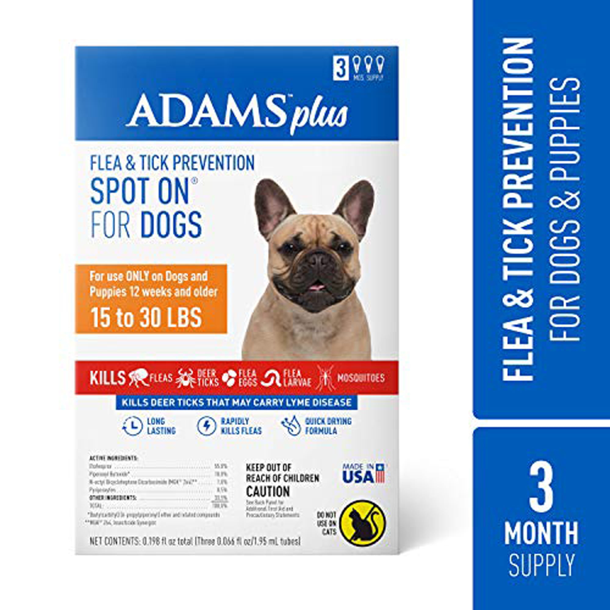 Adams Plus Flea and Tick Prevention Spot On for Dogs; Medium Dogs