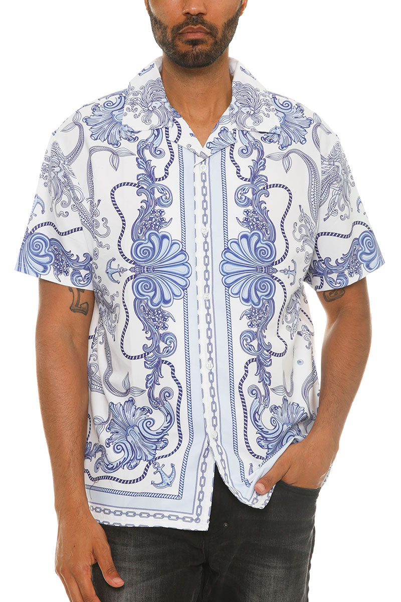 Mens Paisley Print Button Down Shirt