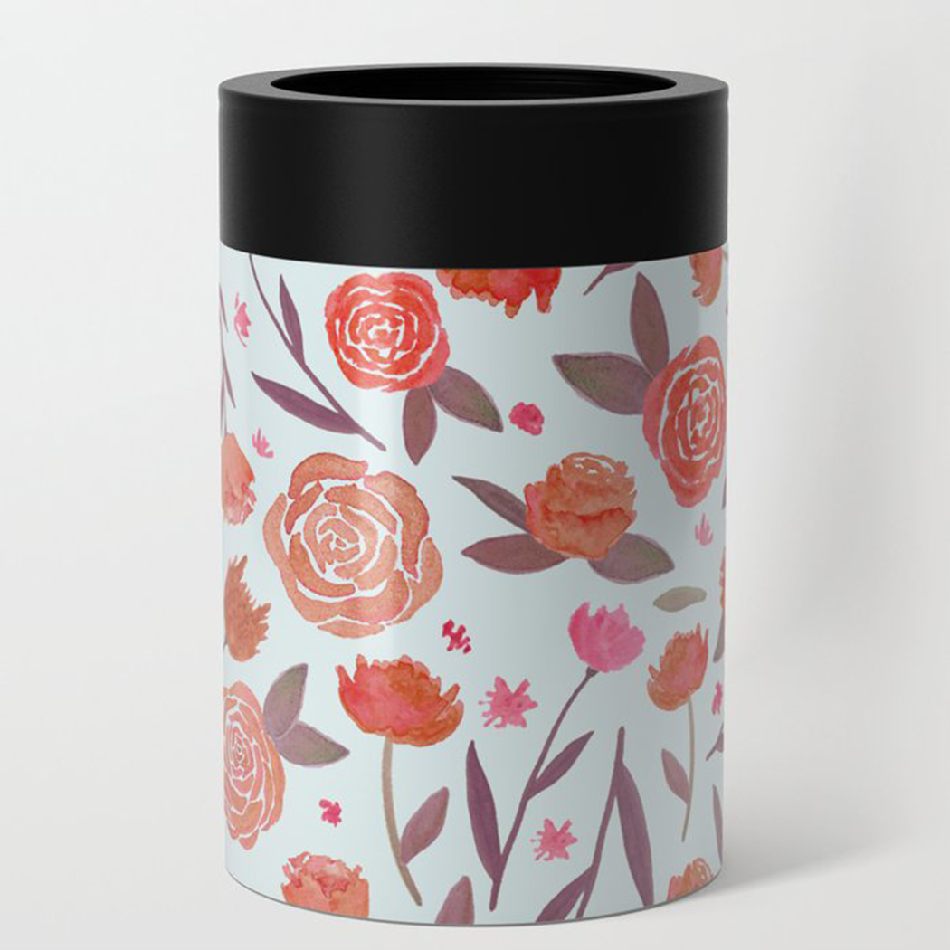 Red Floral Can Cooler/Koozie