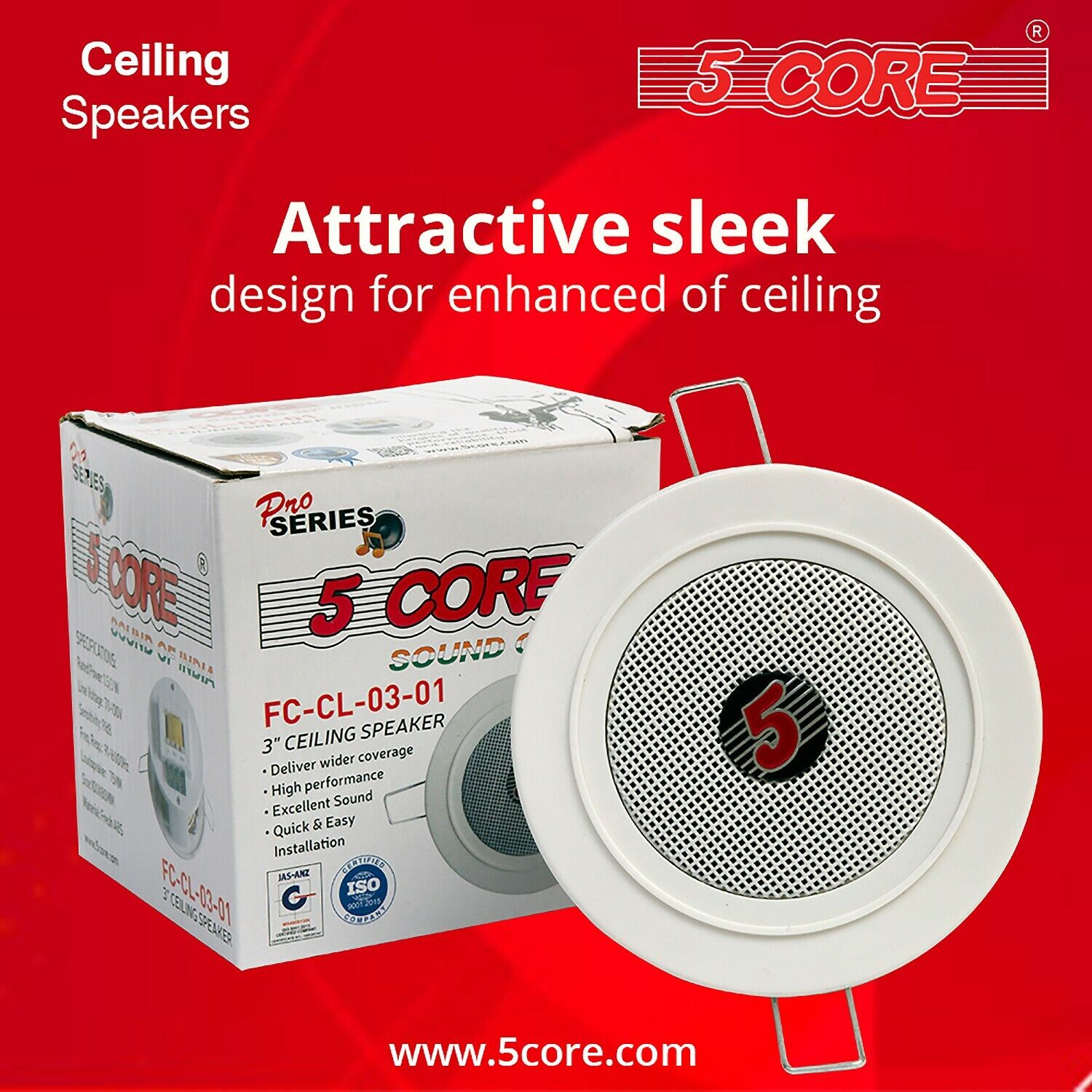 5 Core Premium 3 inch Ceiling Speaker Outdoor Speaker Wired Waterproof