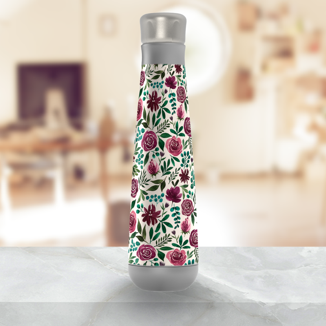 Deep Magenta Floral Eucalyptus Peristyle Water Bottle