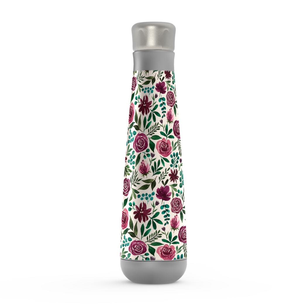 Deep Magenta Floral Eucalyptus Peristyle Water Bottle