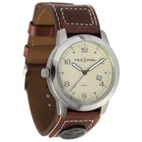 Field & Stream Men's Golf Ball Marker Stainless Steel Leather Watch