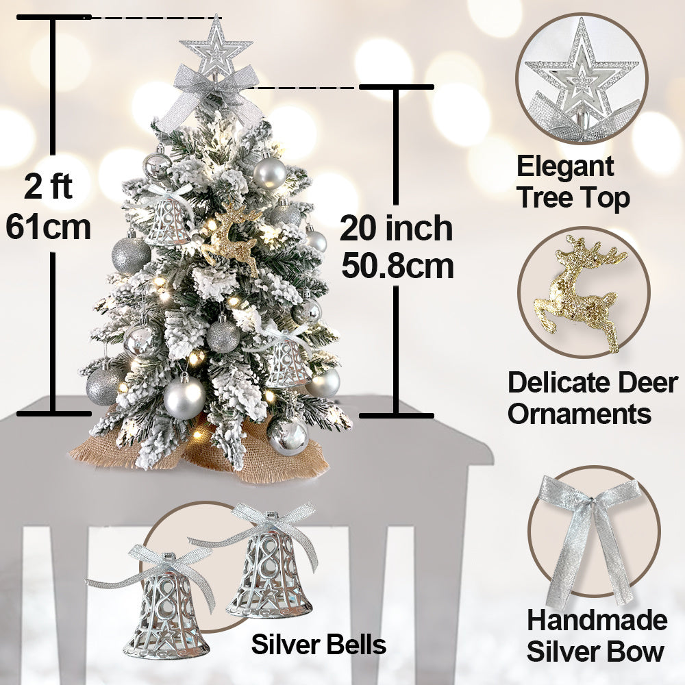 2ft Mini Christmas Tree with Light Artificial Small Tabletop Christmas