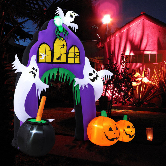 9 Feet Tall Halloween Inflatable Castle Archway Decor with Spider