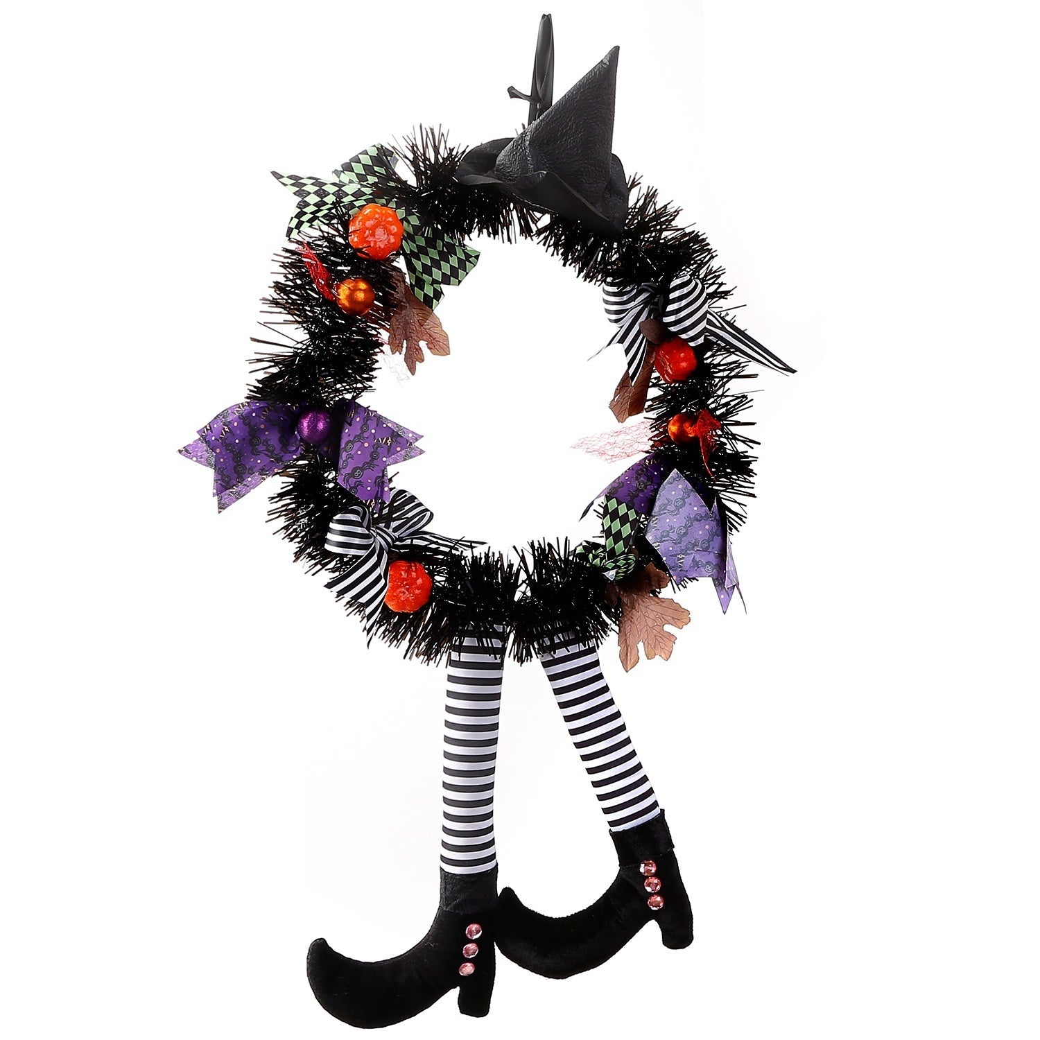 Halloween Witch Wreath Pumpkin Door Decorations Artificial Party