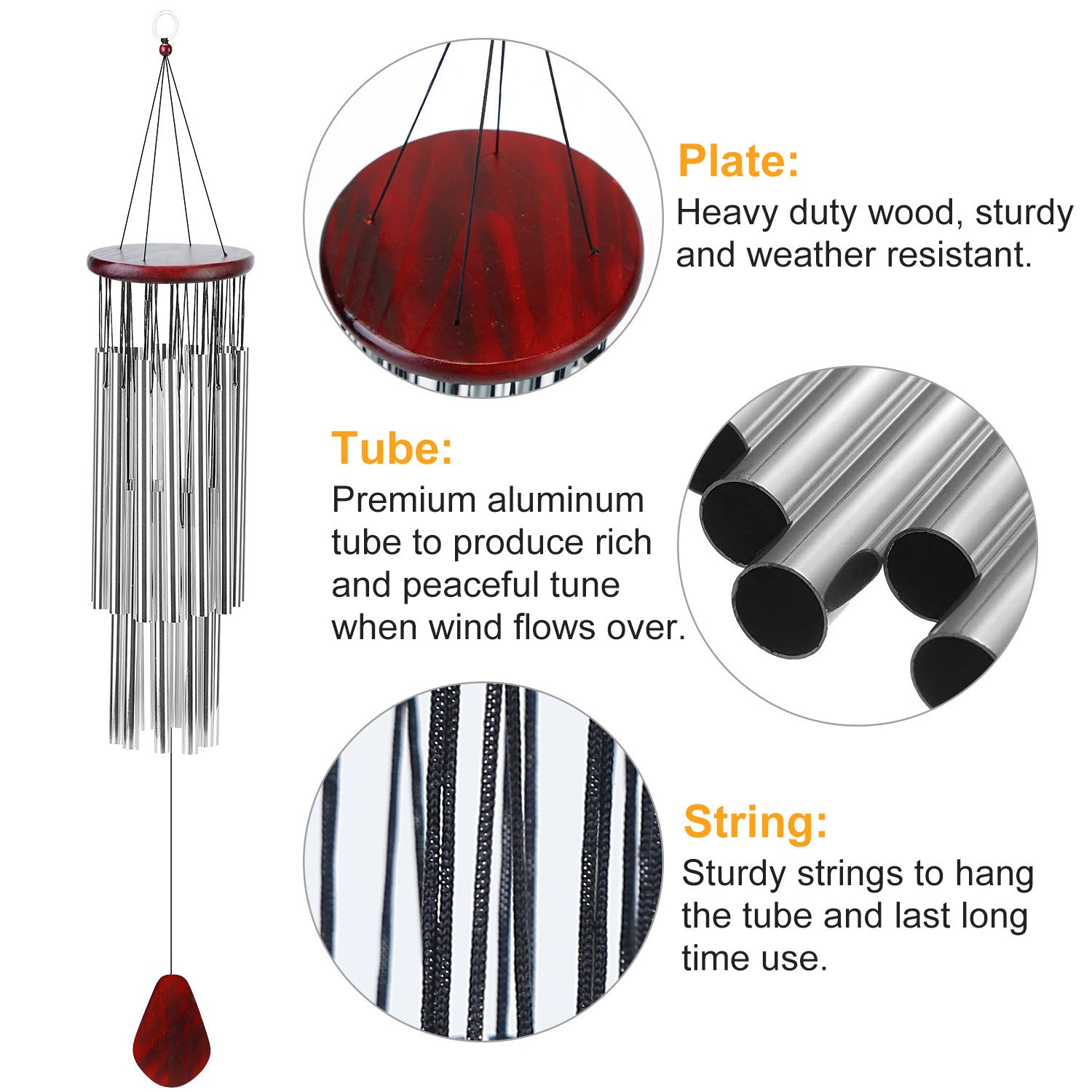 27 Tubes 36in Wind Chimes Indoor Outdoor Smooth Melodic Tones Wind