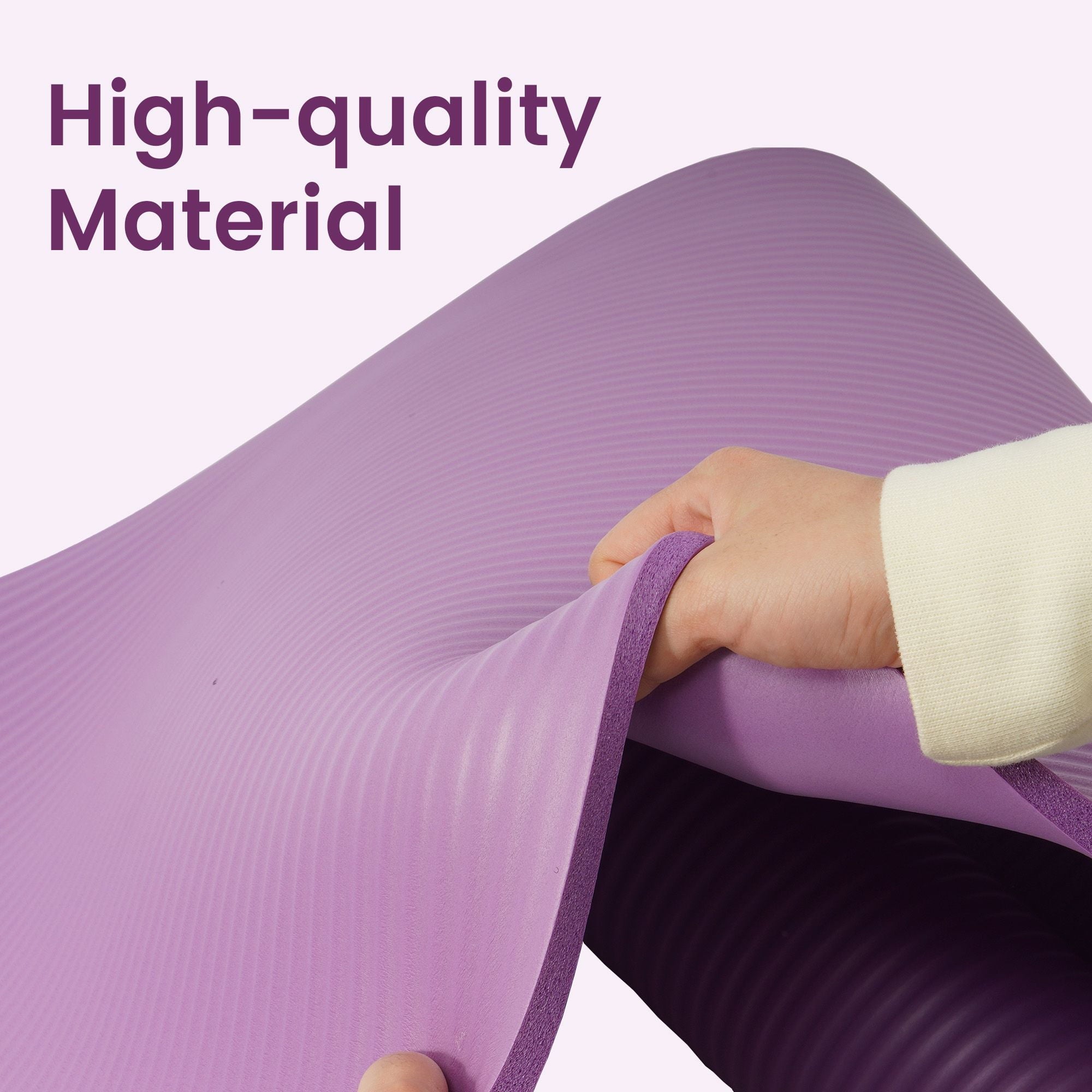 Fitvids 1/2-Inch Thick High Density Exercise Yoga Mat with Carrying Strap, Taro Purple