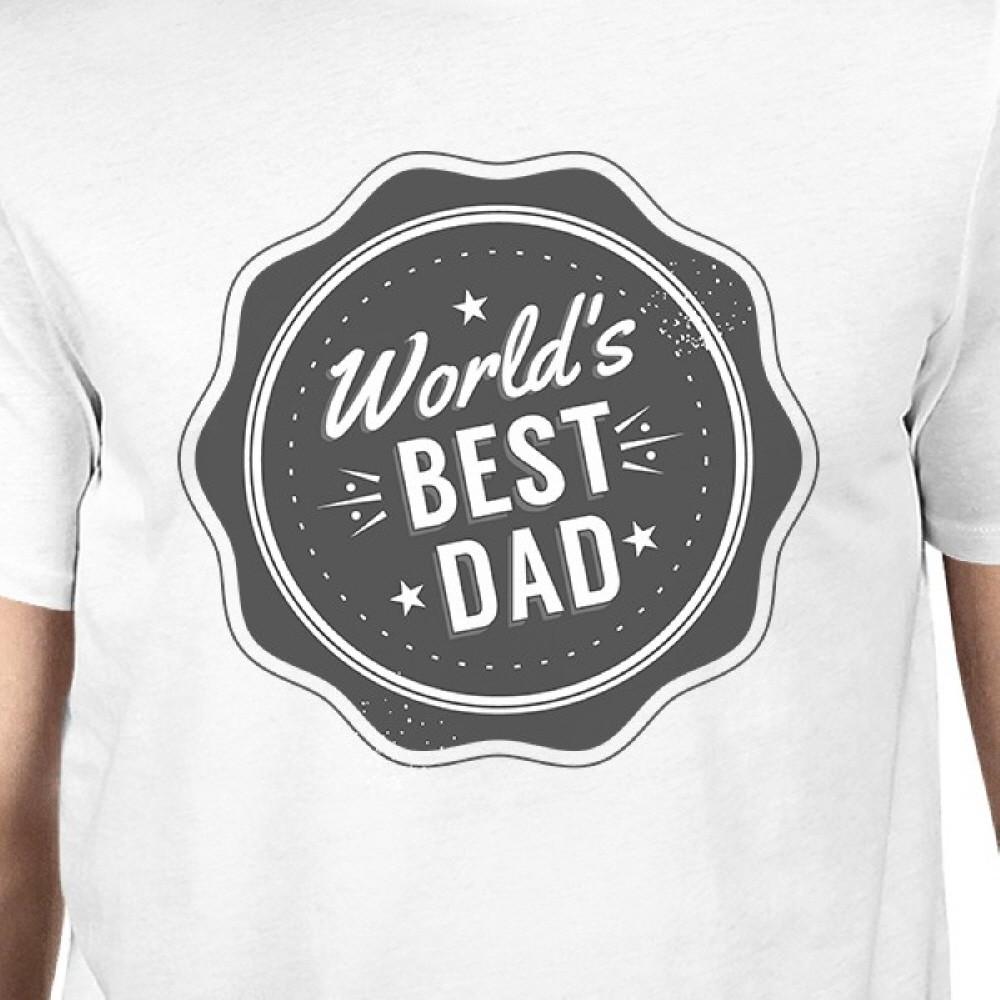 World's Best Dad Mens White Graphic Shirt Fathers