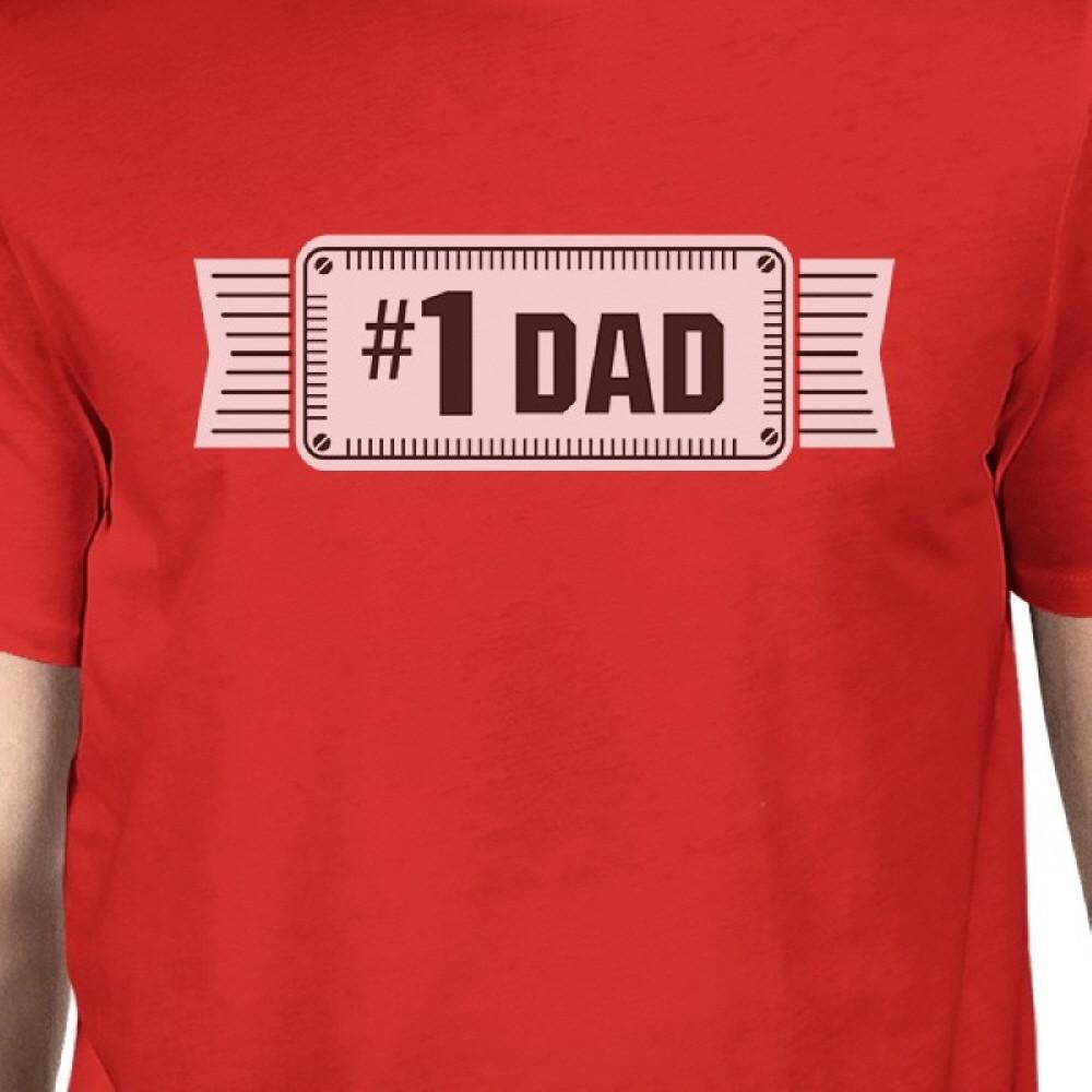 #1 Dad Mens Red Crew Neck Cotton Shirt Perfect Dad Birthday Gifts