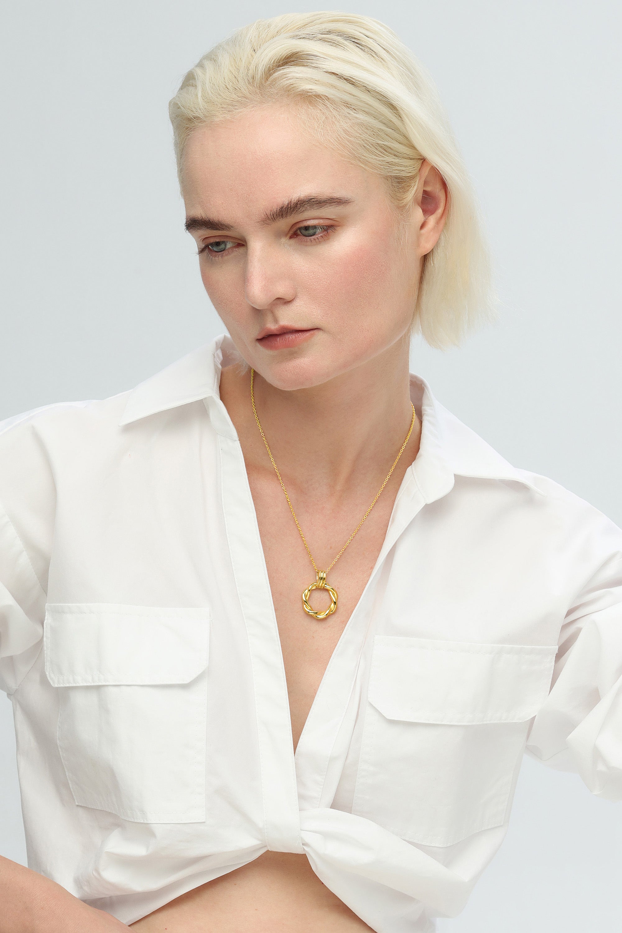 Eléa Gold Twisted Hoop Pendant Necklace