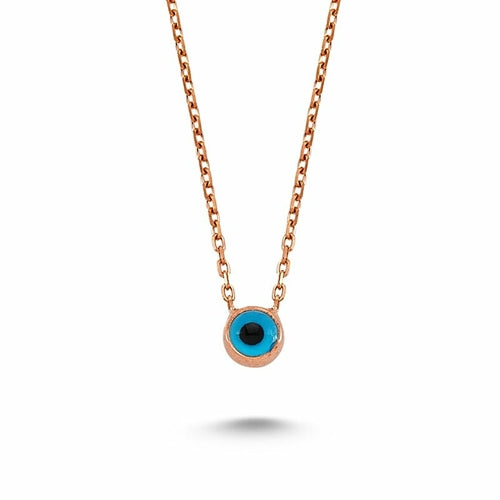 Blue Evil Eye Necklace Pendant in Silver