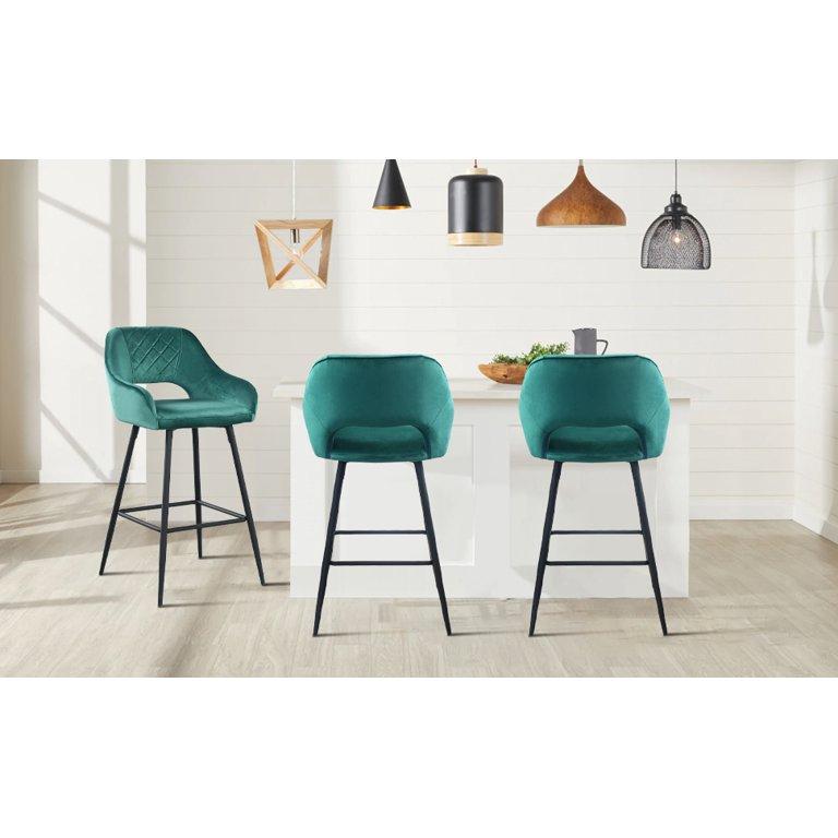 26 inch Bar Stools Set of 2, Velvet Counter Height Stools Chairs