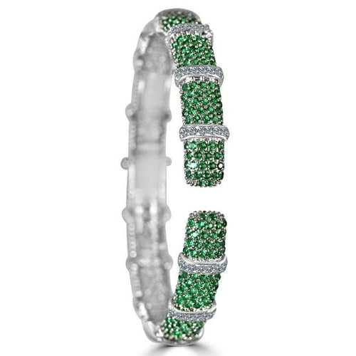 Face-off Zirconite Cubic Zirconia Hinged Bangle Bracelet. 698B10CZ