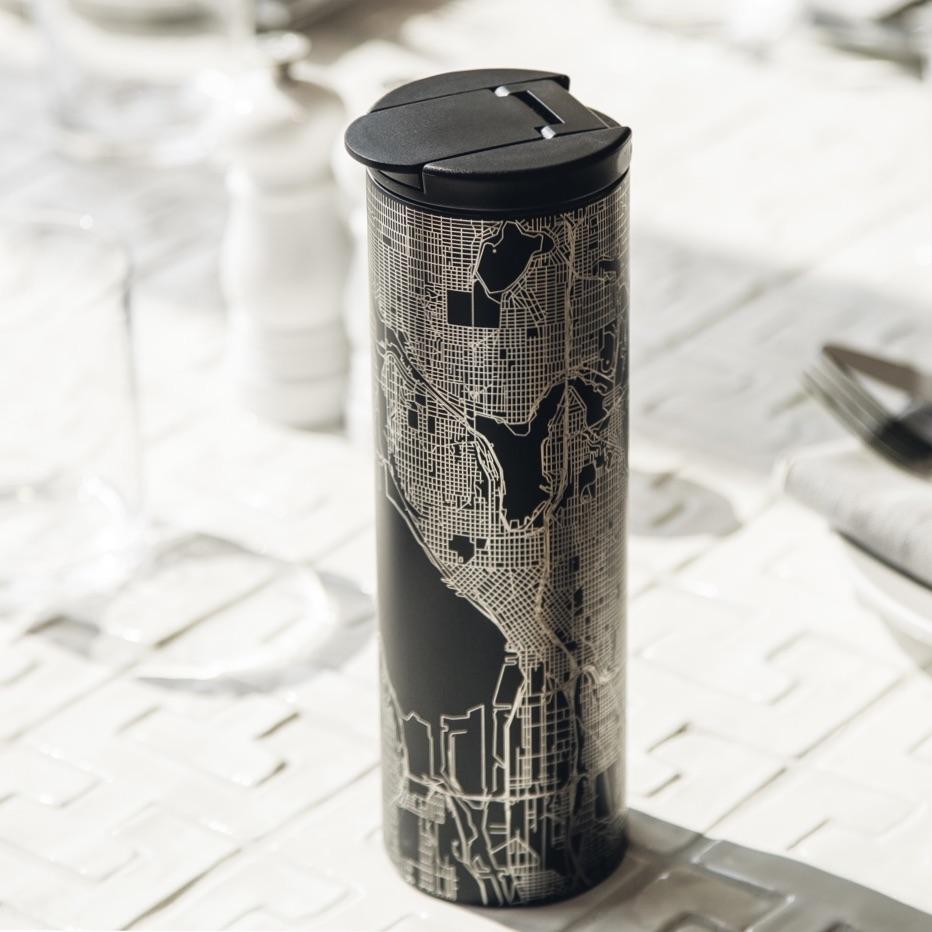 Fresno - California Map Tumbler in Matte Black