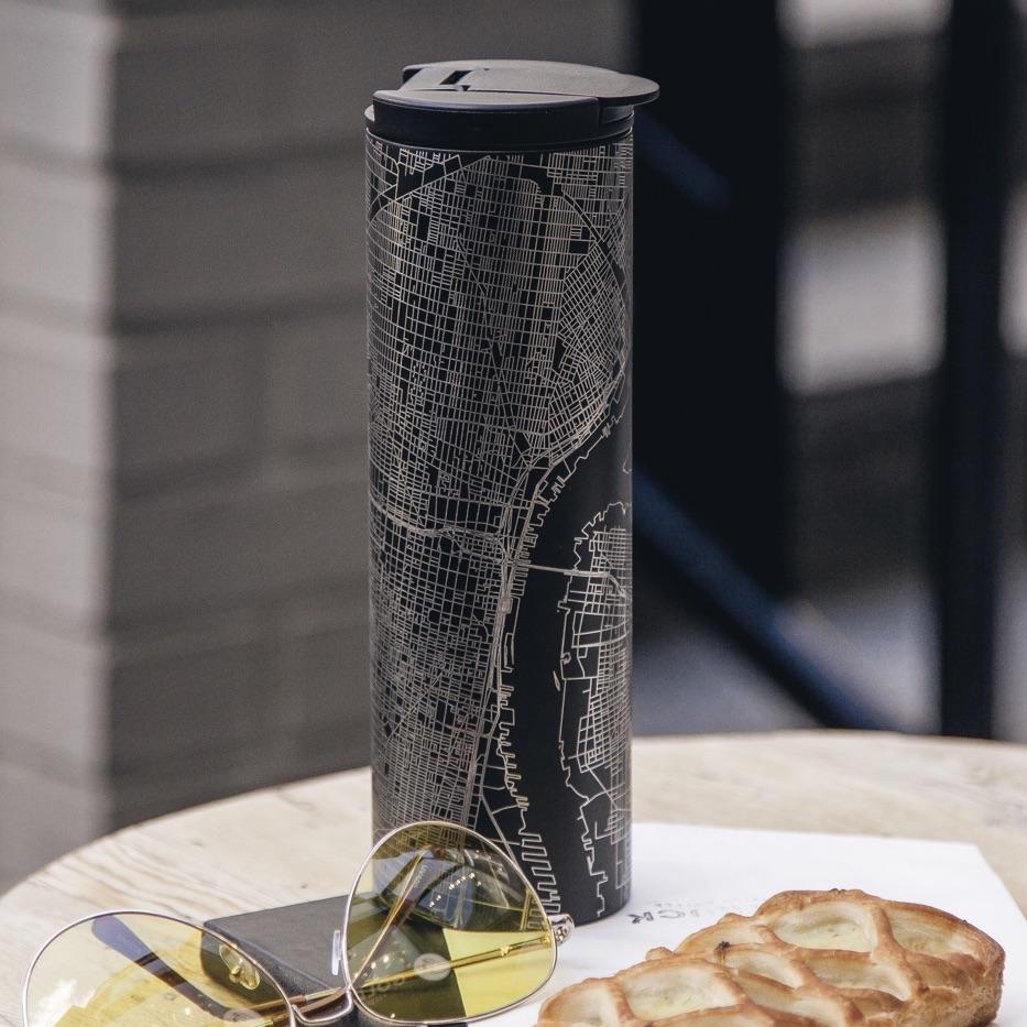 Fresno - California Map Tumbler in Matte Black