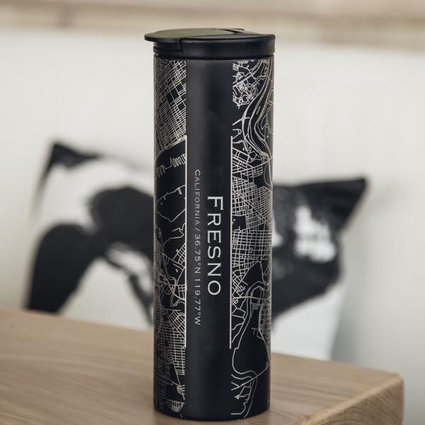 Fresno - California Map Tumbler in Matte Black