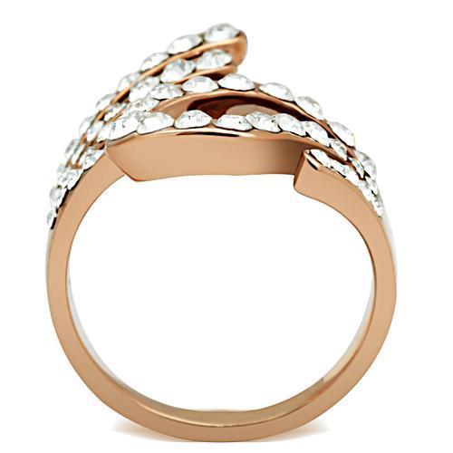 GL149 - IP Rose Gold(Ion Plating) Brass Ring with Top Grade Crystal