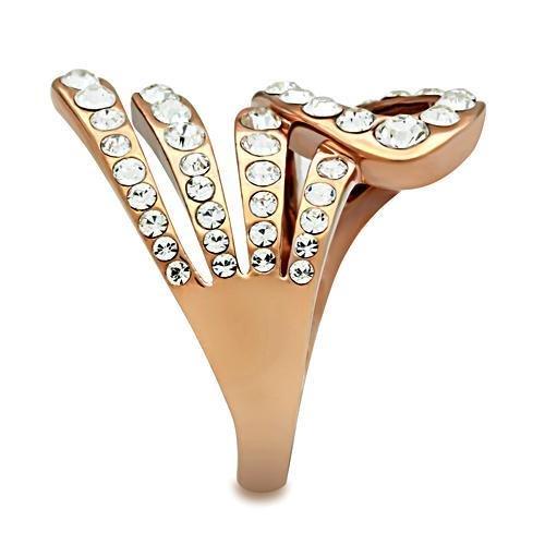 GL149 - IP Rose Gold(Ion Plating) Brass Ring with Top Grade Crystal