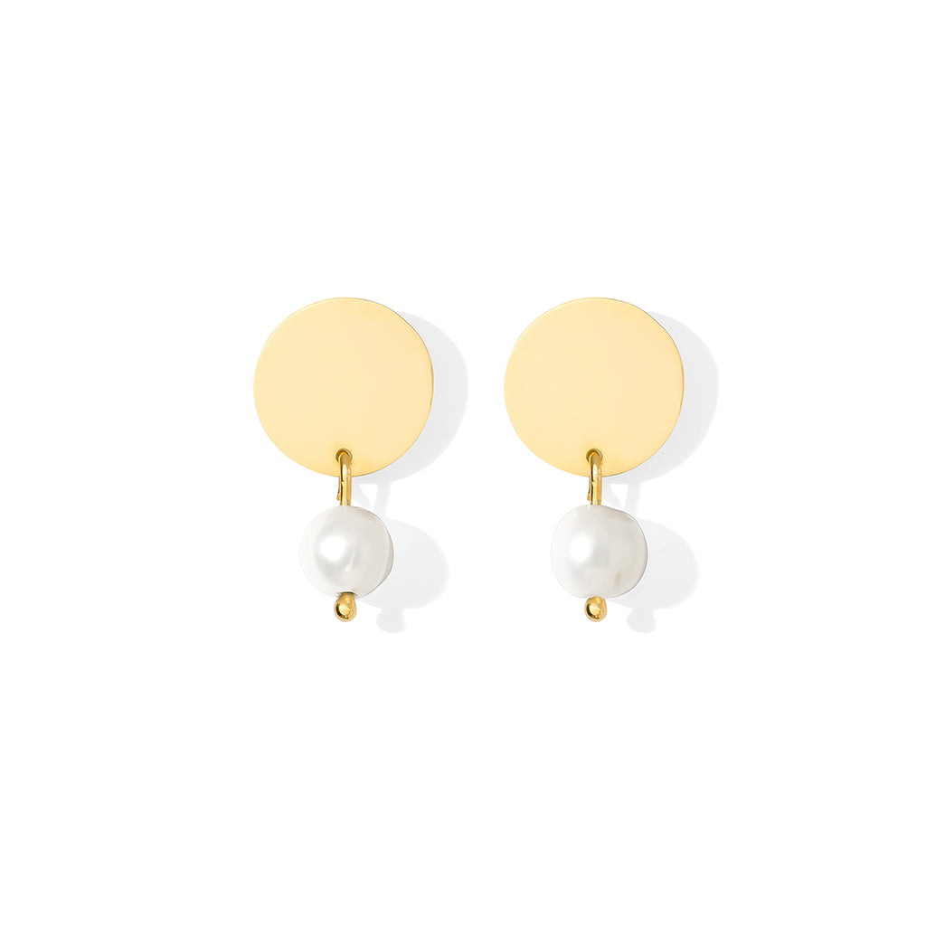 Freshwater Pearl Disc Earrings