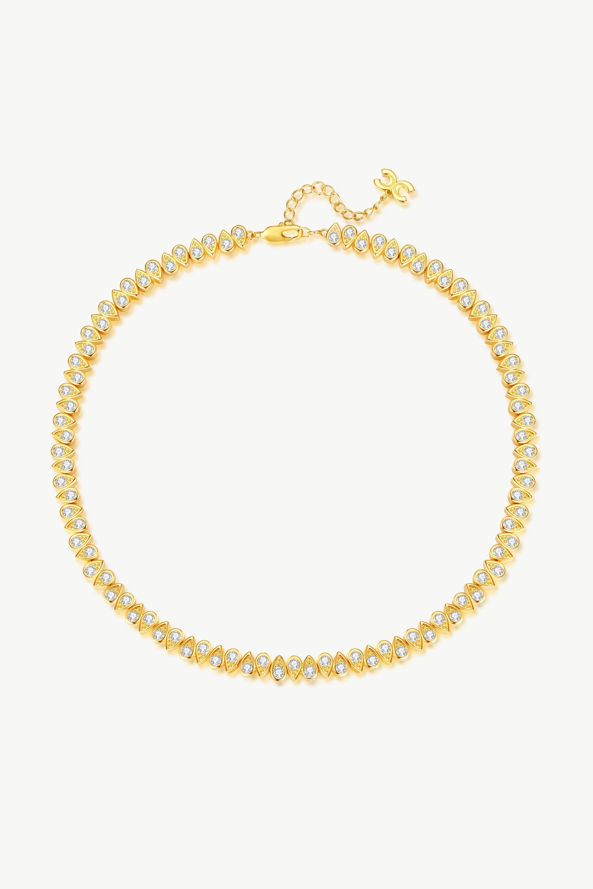 Gold Tear Shaped Zirconia  Tennis Choker  Necklace