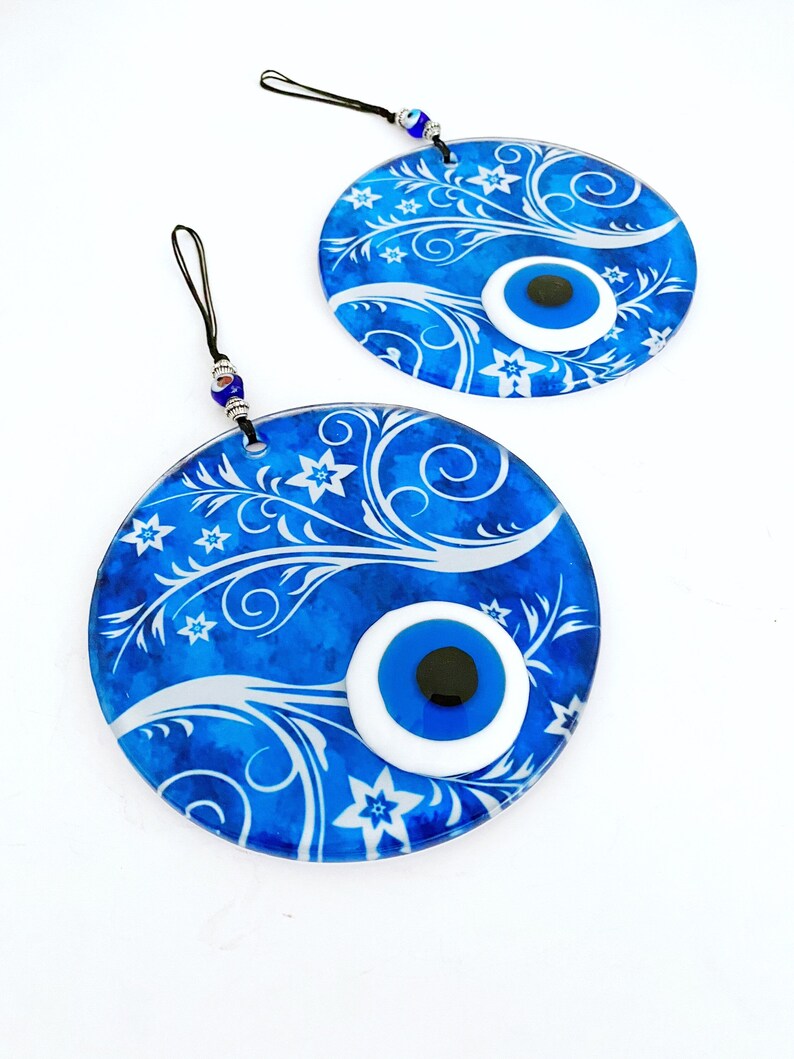 Greek Evil Eye Wall Hanging, Fused Glass Evil Eye Bead, Murano Glass