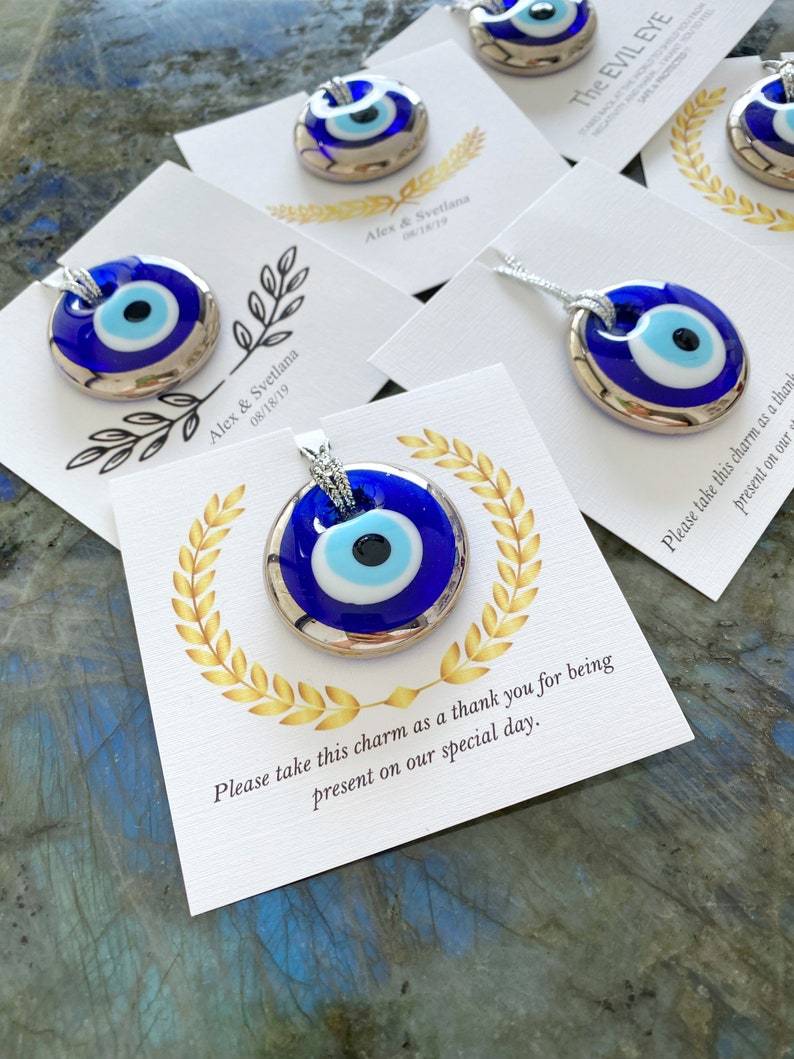 Silver Evil Eye Beads, BULK Unique Wedding Favors, Personalized Favors