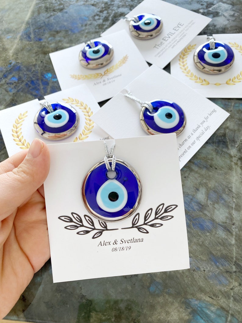 Silver Evil Eye Beads, BULK Unique Wedding Favors, Personalized Favors