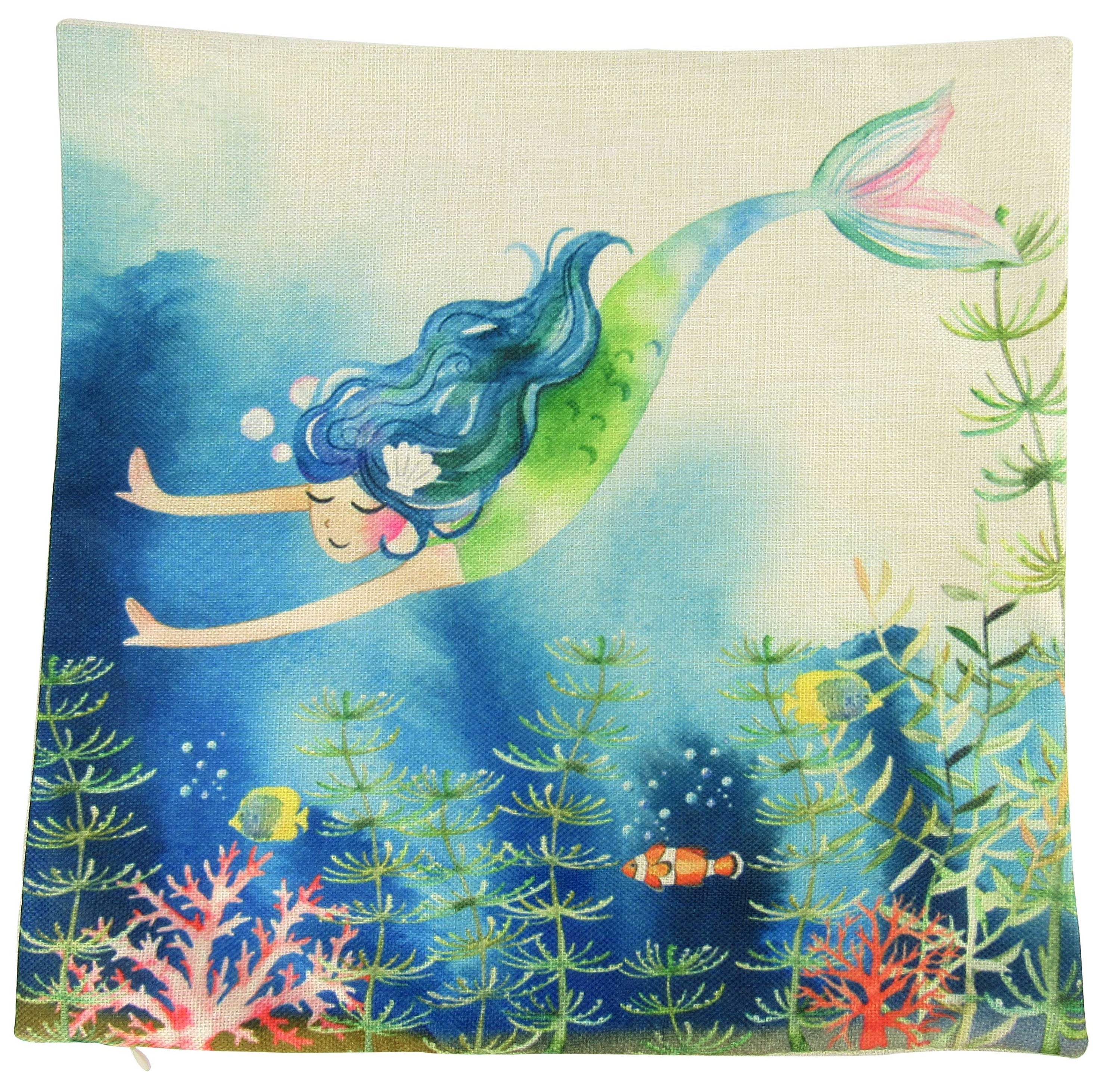 Mermaid Art | Mermaid | Fun Gifts | Pillow Cover | Home Decor | Throw