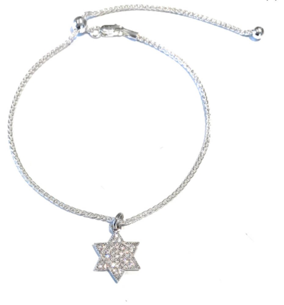 Sterling Silver Star Charm Anklet Bracelet, Dainty Minimalist Celestia