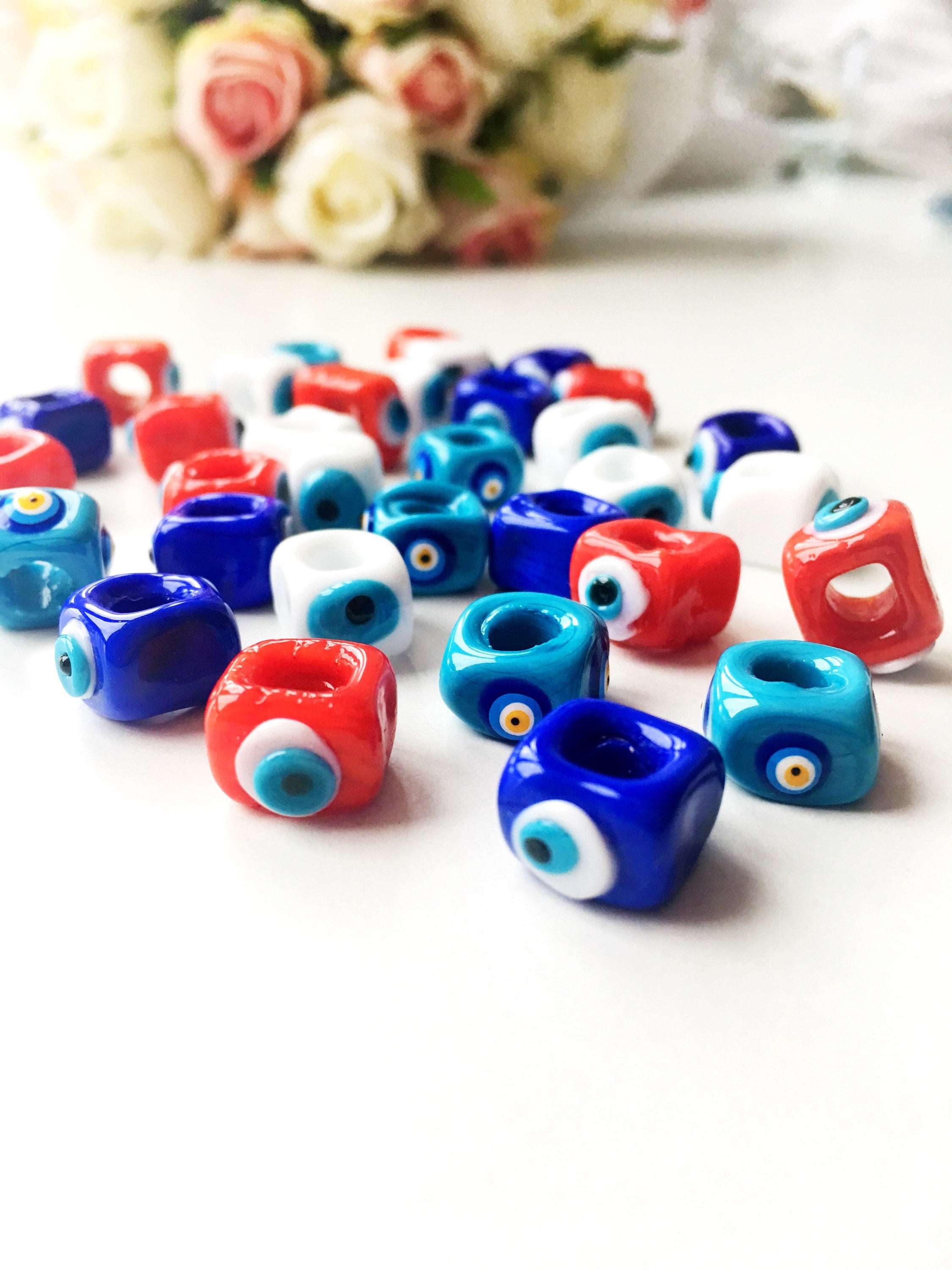 Evil eye charm 3 pcs, evil eye beads, murano glass evil eye beads,