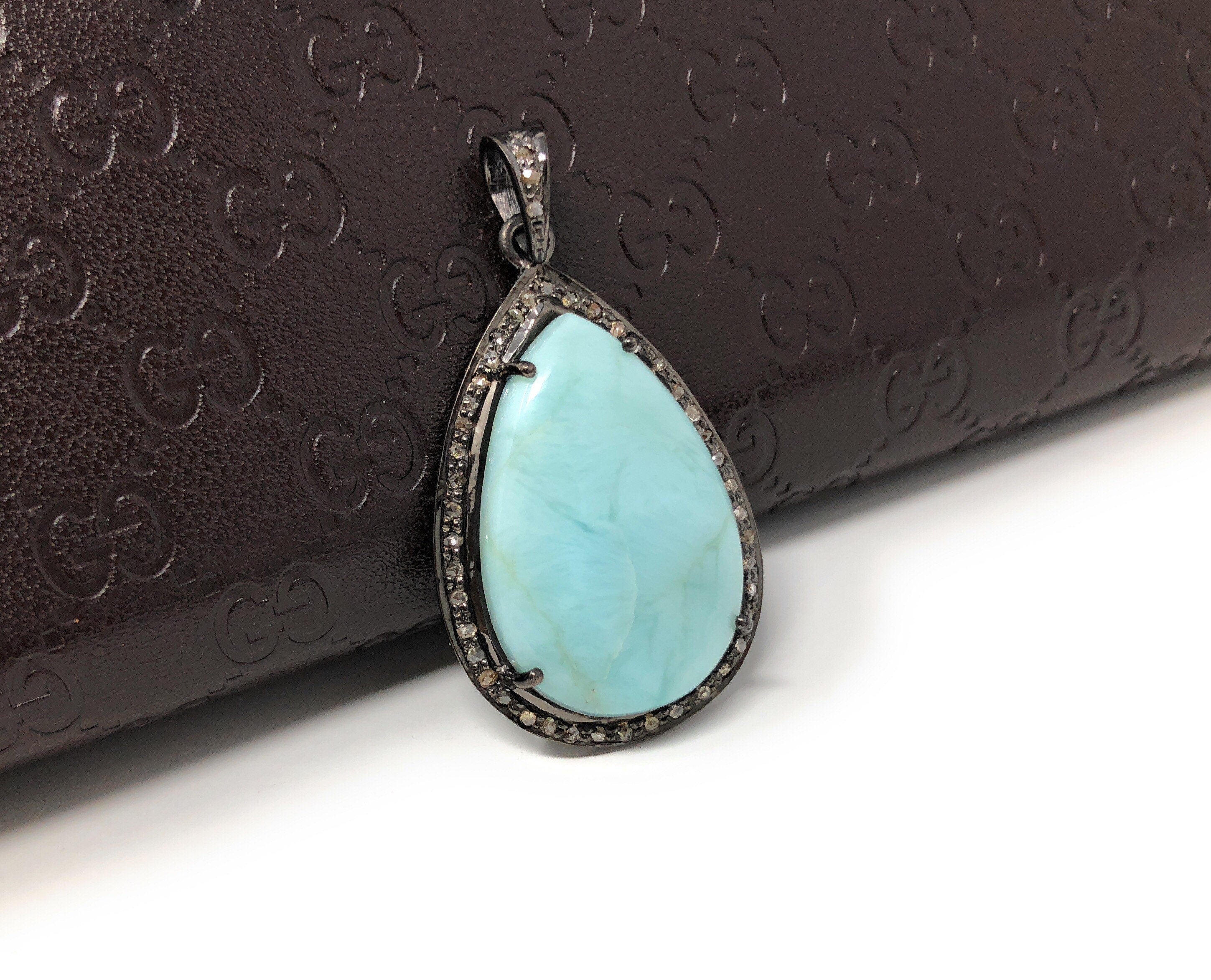 Larimar Pendant, Gemstone Pendant, Silver Pendant, Natural Larimar,