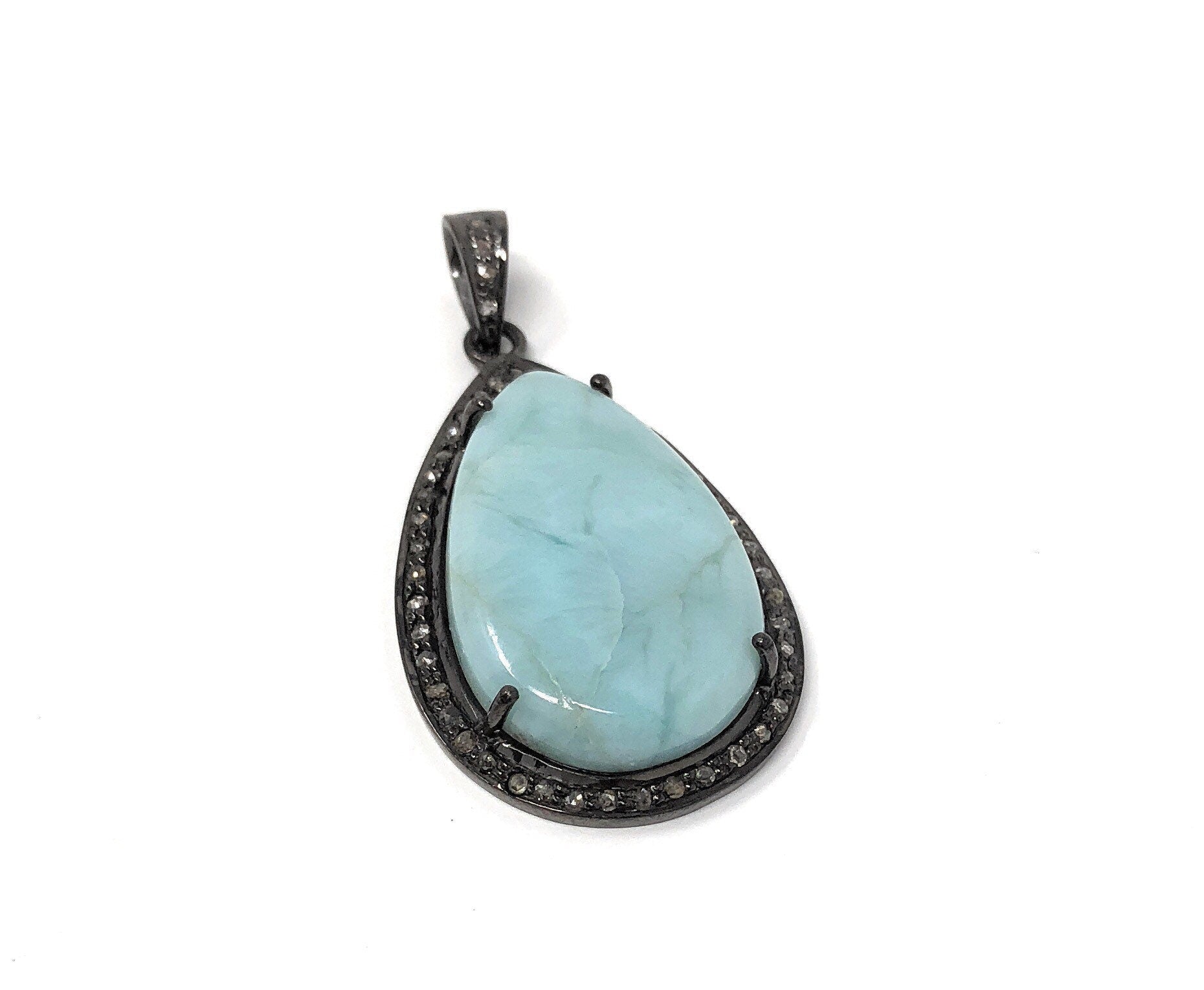 Larimar Pendant, Gemstone Pendant, Silver Pendant, Natural Larimar,