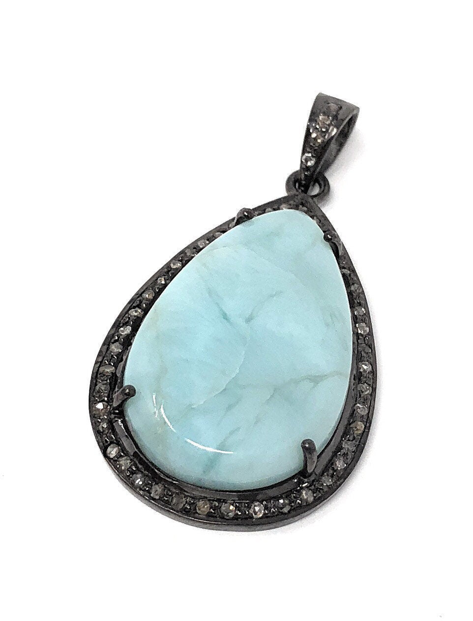 Larimar Pendant, Gemstone Pendant, Silver Pendant, Natural Larimar,