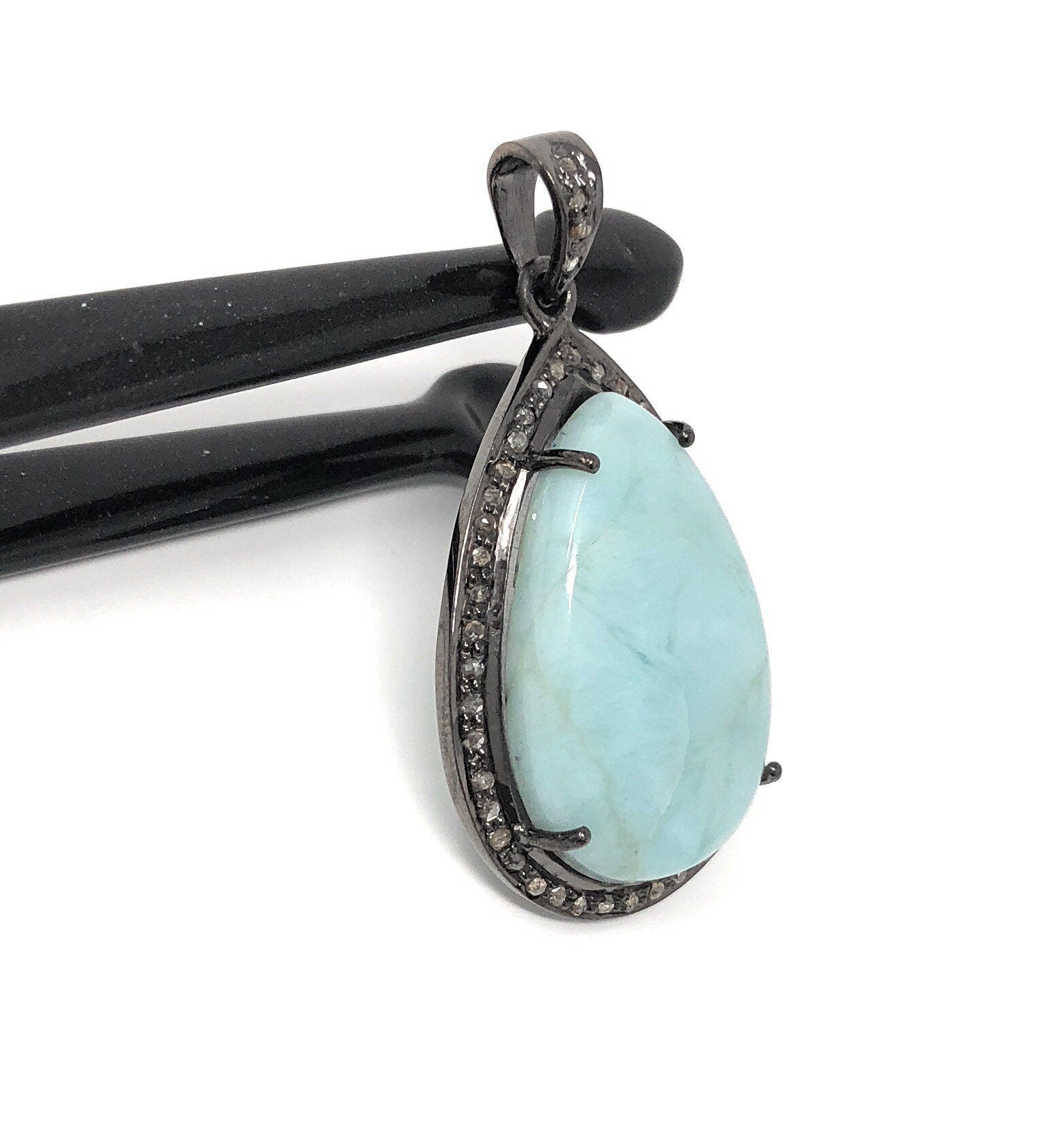 Larimar Pendant, Gemstone Pendant, Silver Pendant, Natural Larimar,