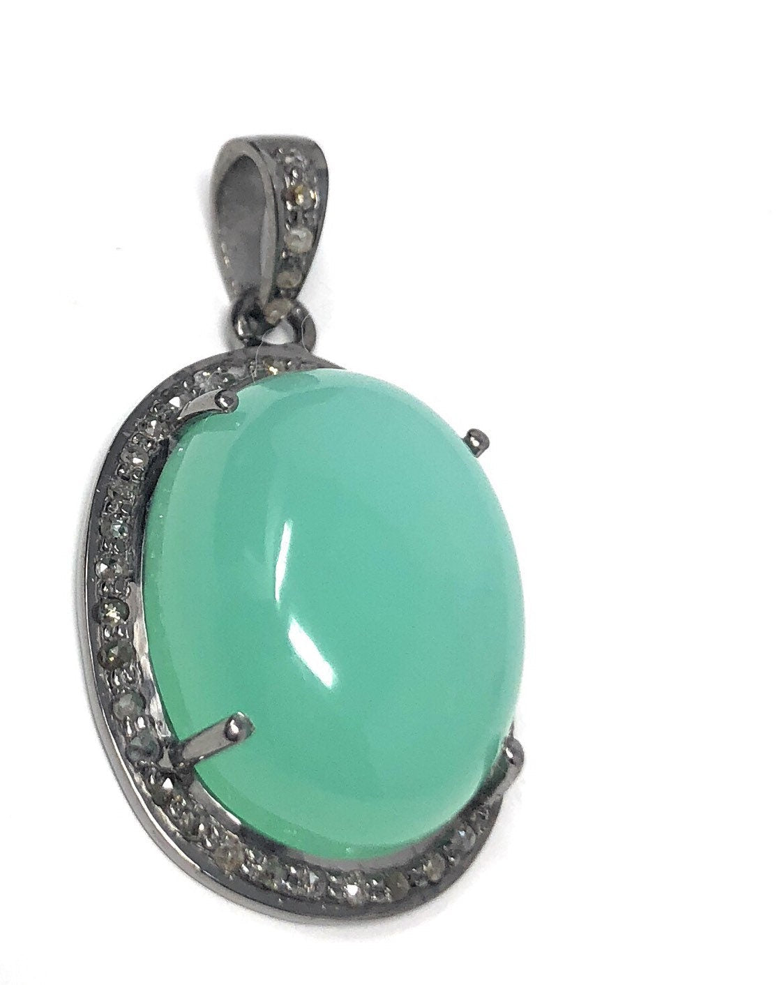 Chrysoprase Pendant, Gemstone Pendant, Silver Pendant, Chrysoprase