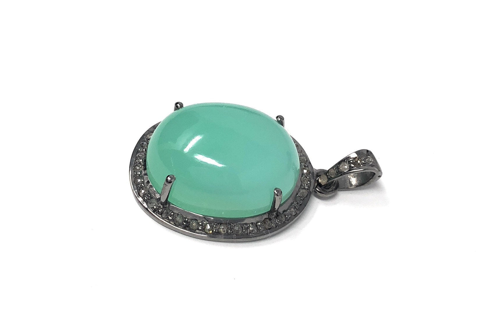 Chrysoprase Pendant, Gemstone Pendant, Silver Pendant, Chrysoprase