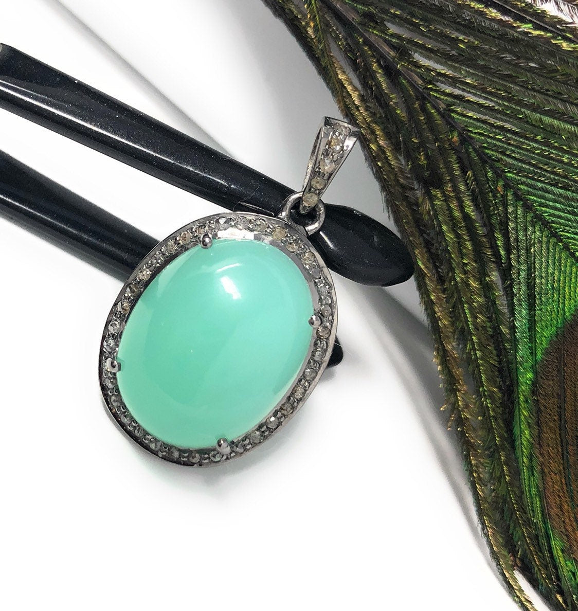 Chrysoprase Pendant, Gemstone Pendant, Silver Pendant, Chrysoprase