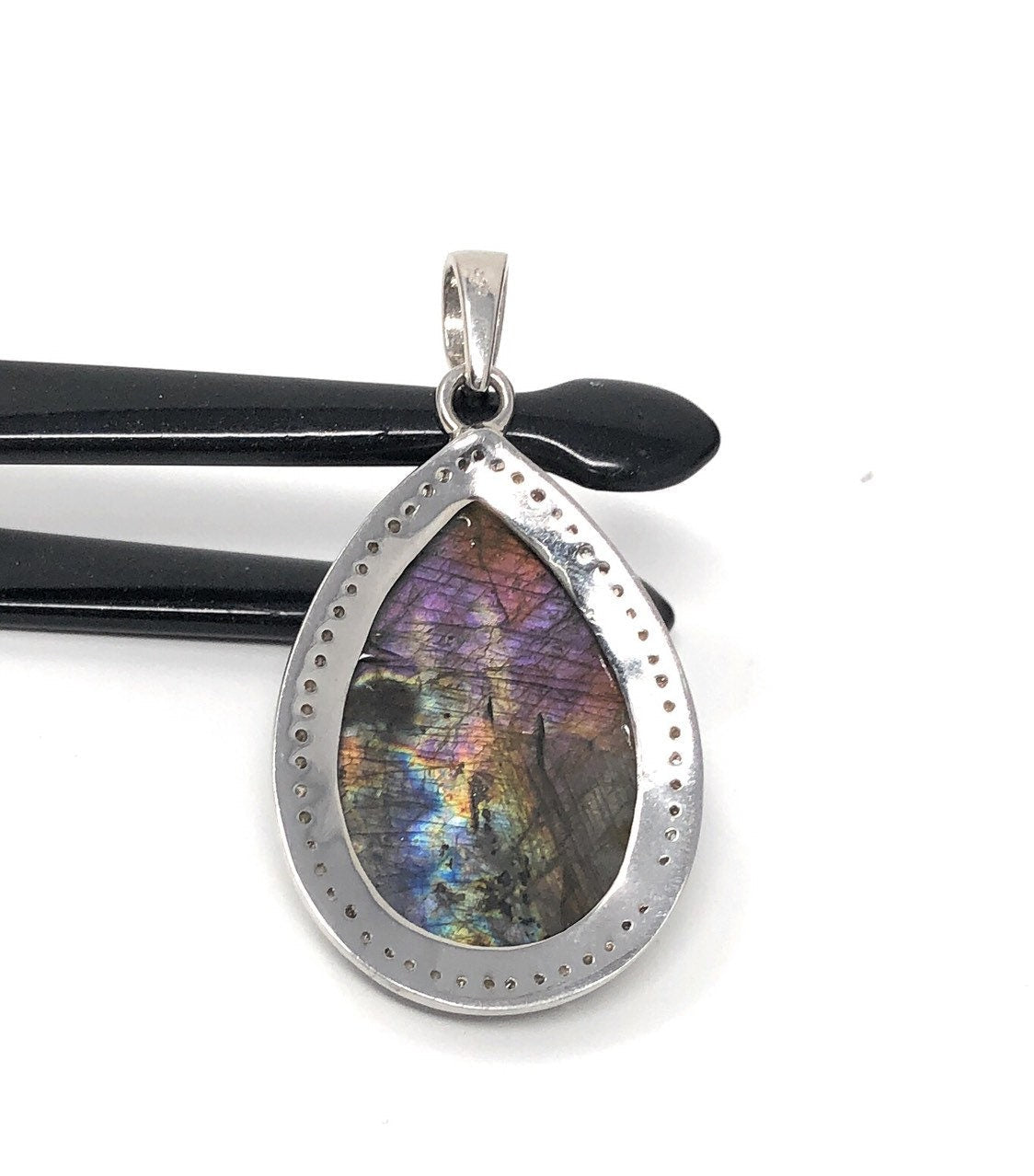 Labradorite Pendant, Gemstone Pendant, Diamond Pendant, Sterling