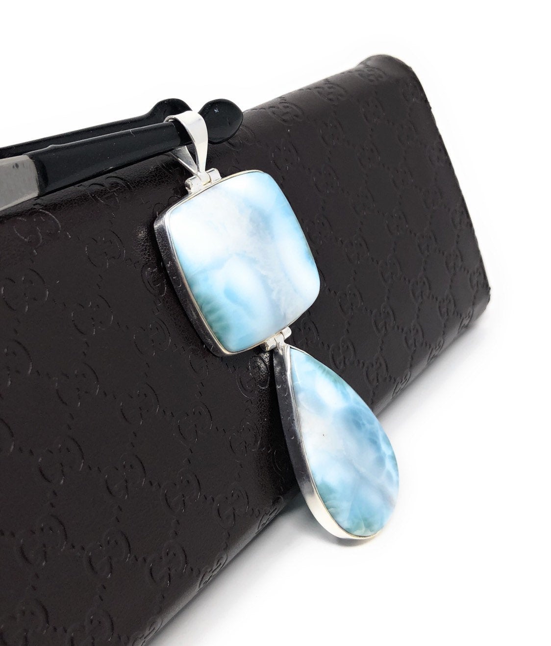 Larimar Pendant, Natural Gemstone Jewelry, Sterling Silver Pendant,