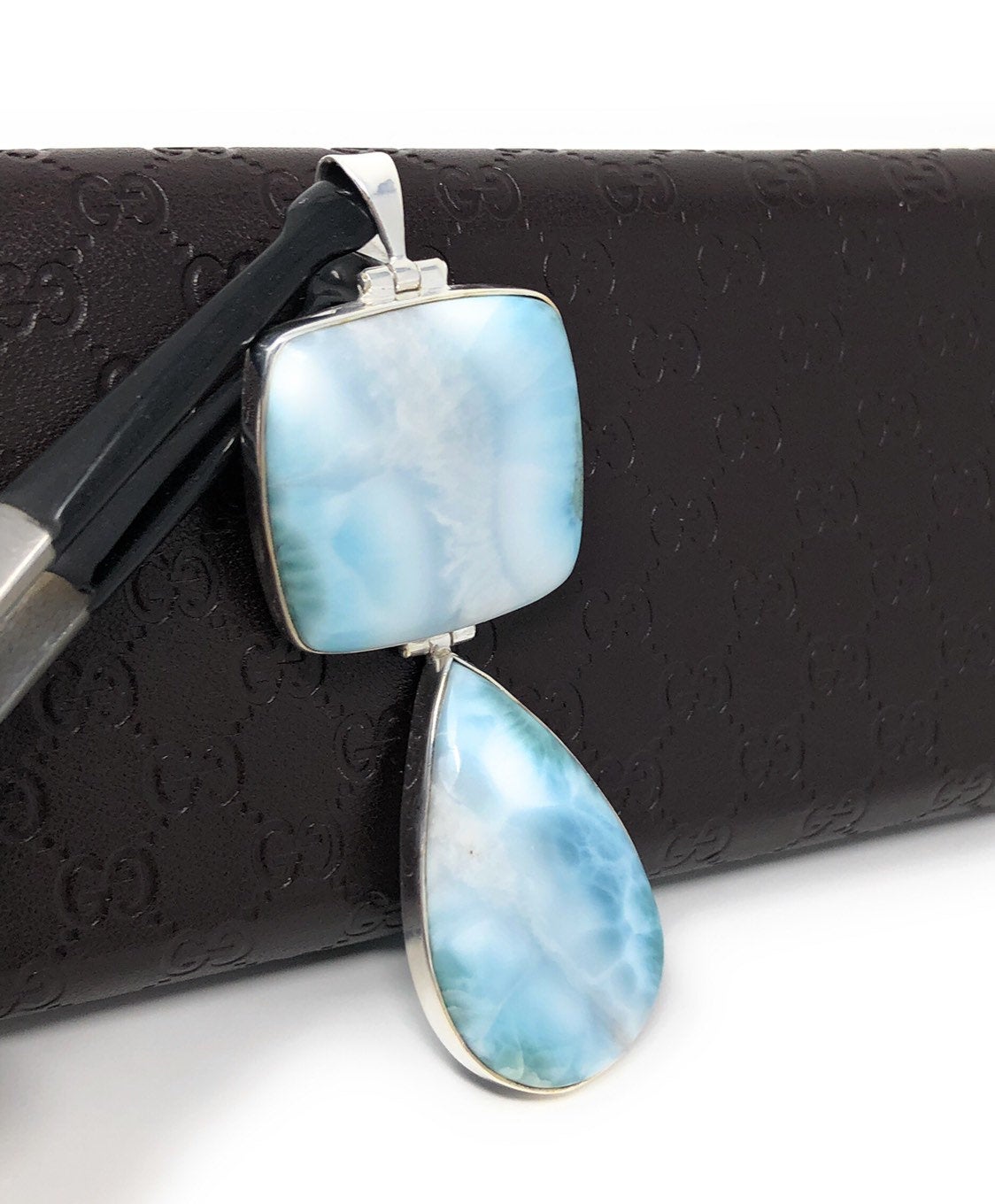 Larimar Pendant, Natural Gemstone Jewelry, Sterling Silver Pendant,