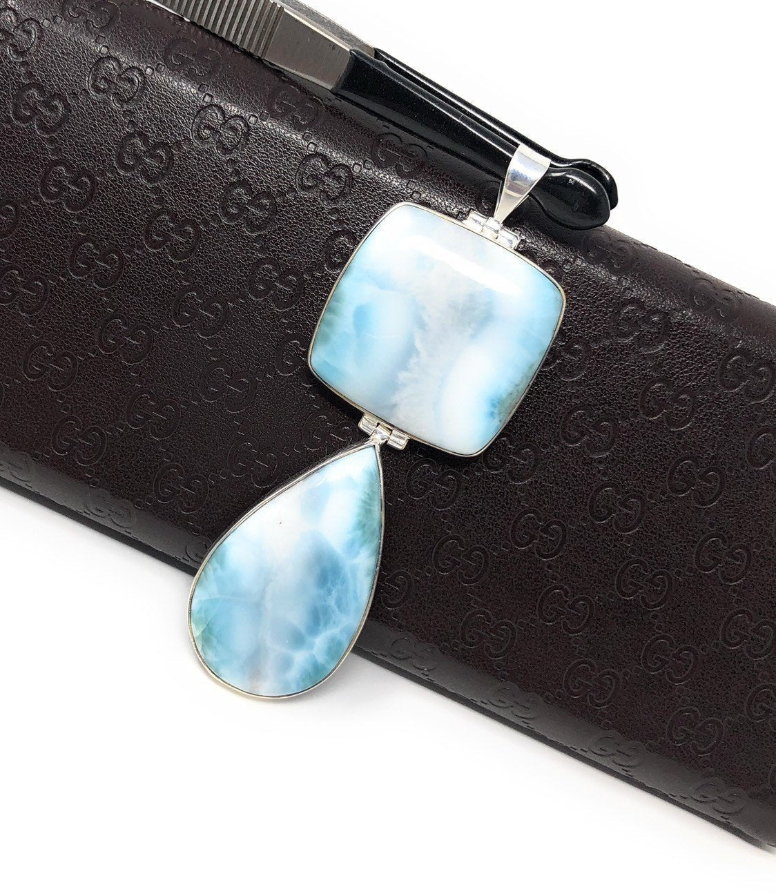 Larimar Pendant, Natural Gemstone Jewelry, Sterling Silver Pendant,