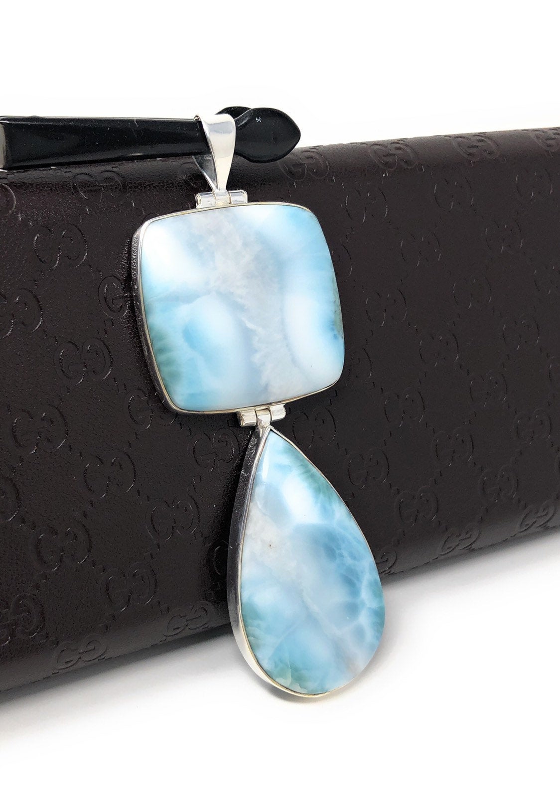 Larimar Pendant, Natural Gemstone Jewelry, Sterling Silver Pendant,