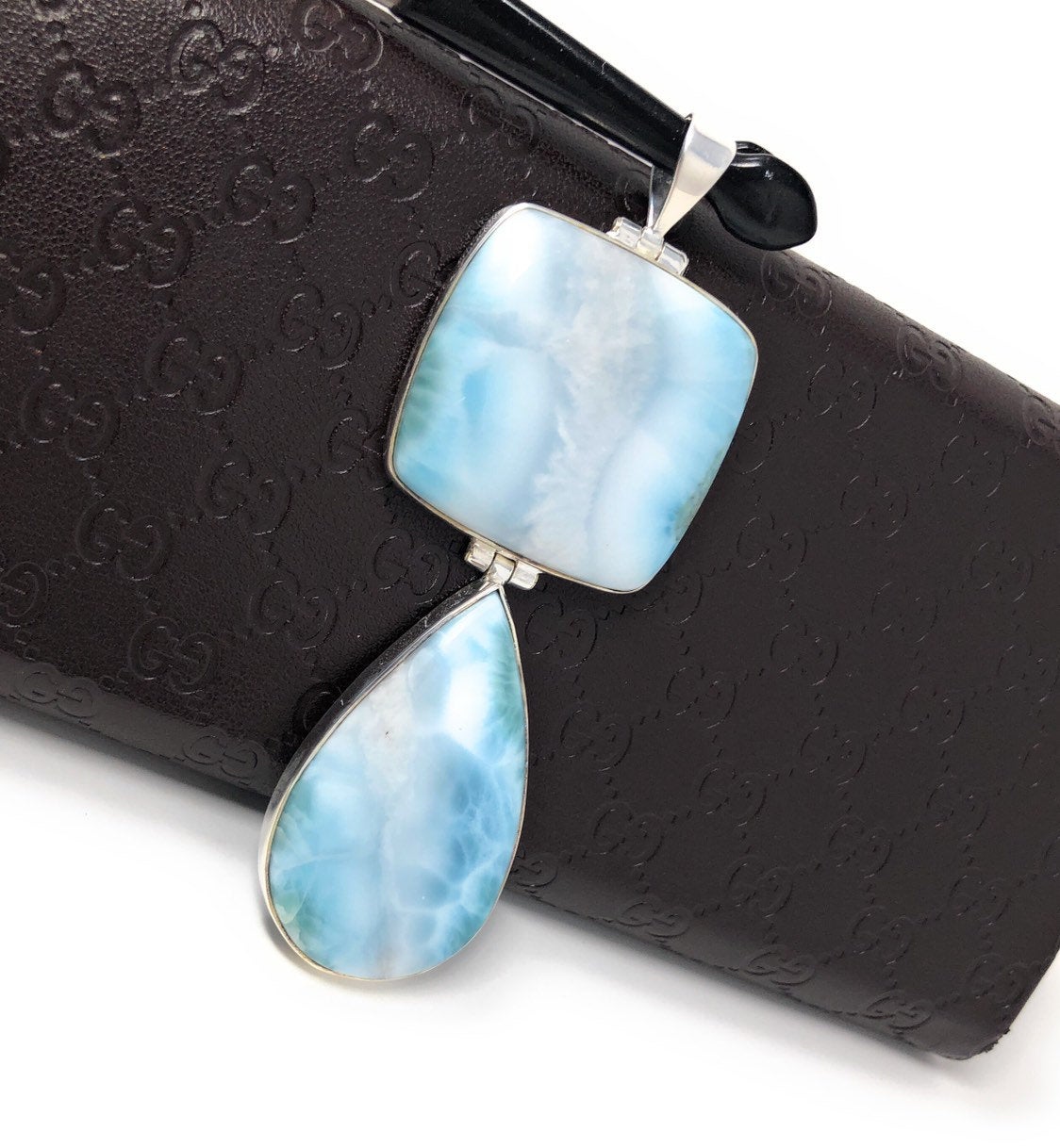 Larimar Pendant, Natural Gemstone Jewelry, Sterling Silver Pendant,