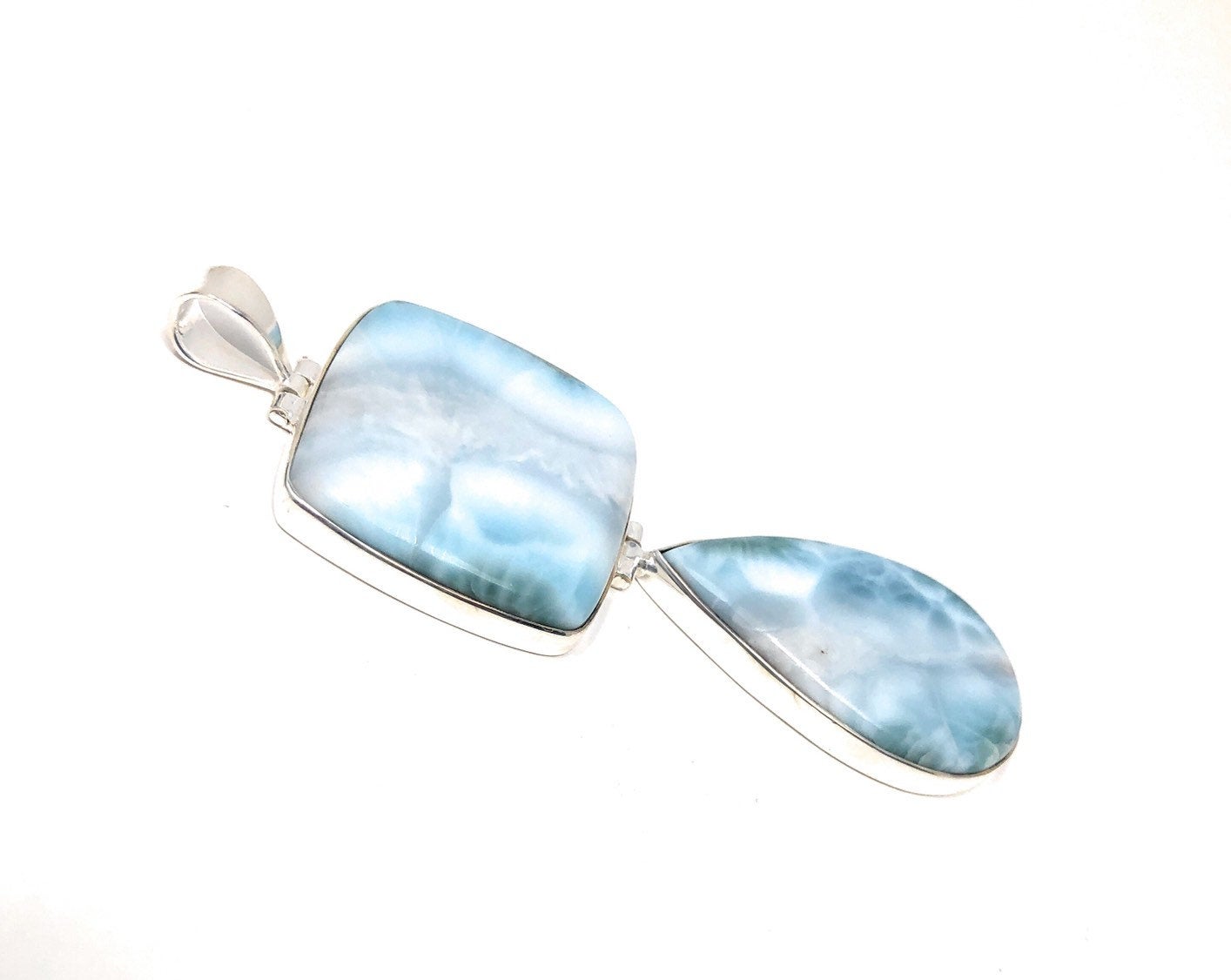 Larimar Pendant, Natural Gemstone Jewelry, Sterling Silver Pendant,