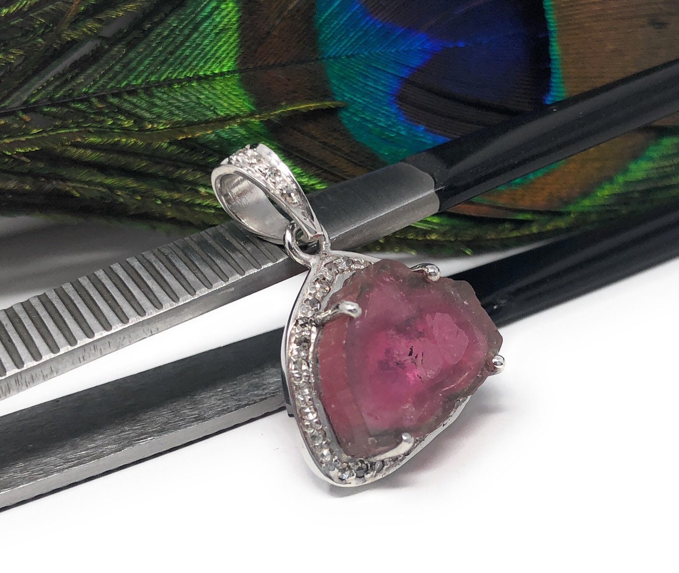 Pink Tourmaline Pendant, Gemstone Pendant, Sterling Silver Tourmaline