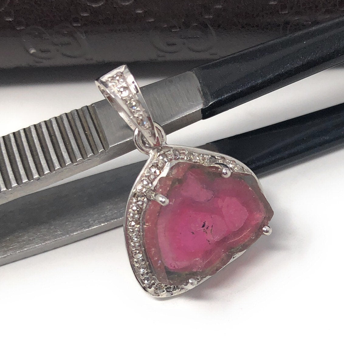 Pink Tourmaline Pendant, Gemstone Pendant, Sterling Silver Tourmaline