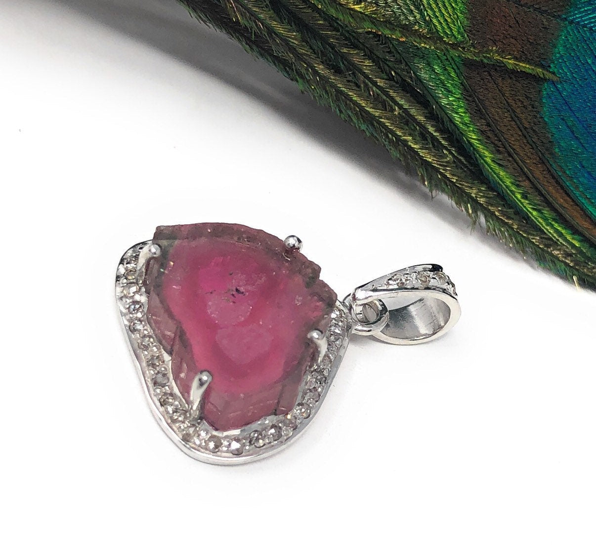 Pink Tourmaline Pendant, Gemstone Pendant, Sterling Silver Tourmaline