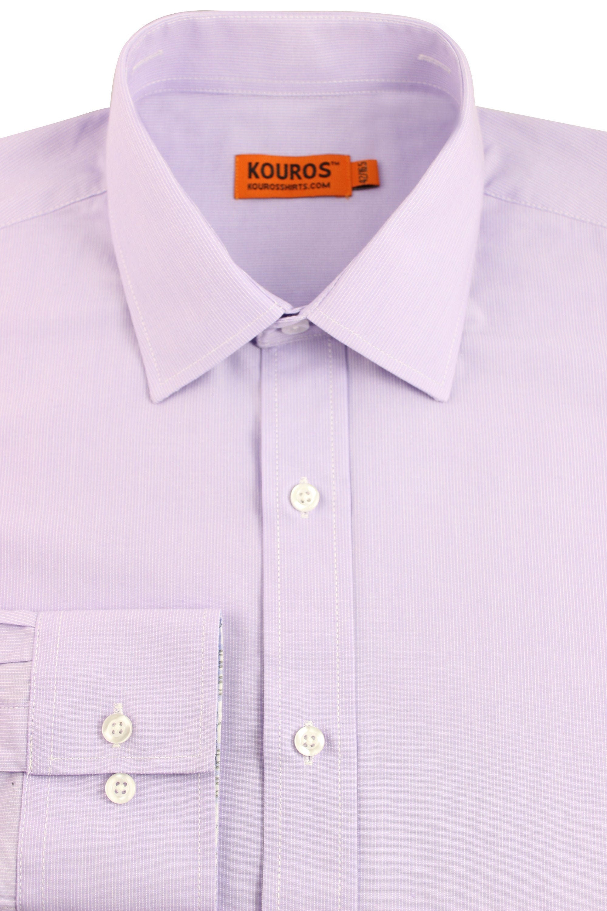 Men's Slim Fit Lavender Dress Shirt: Modern Cotton with Collar Cover